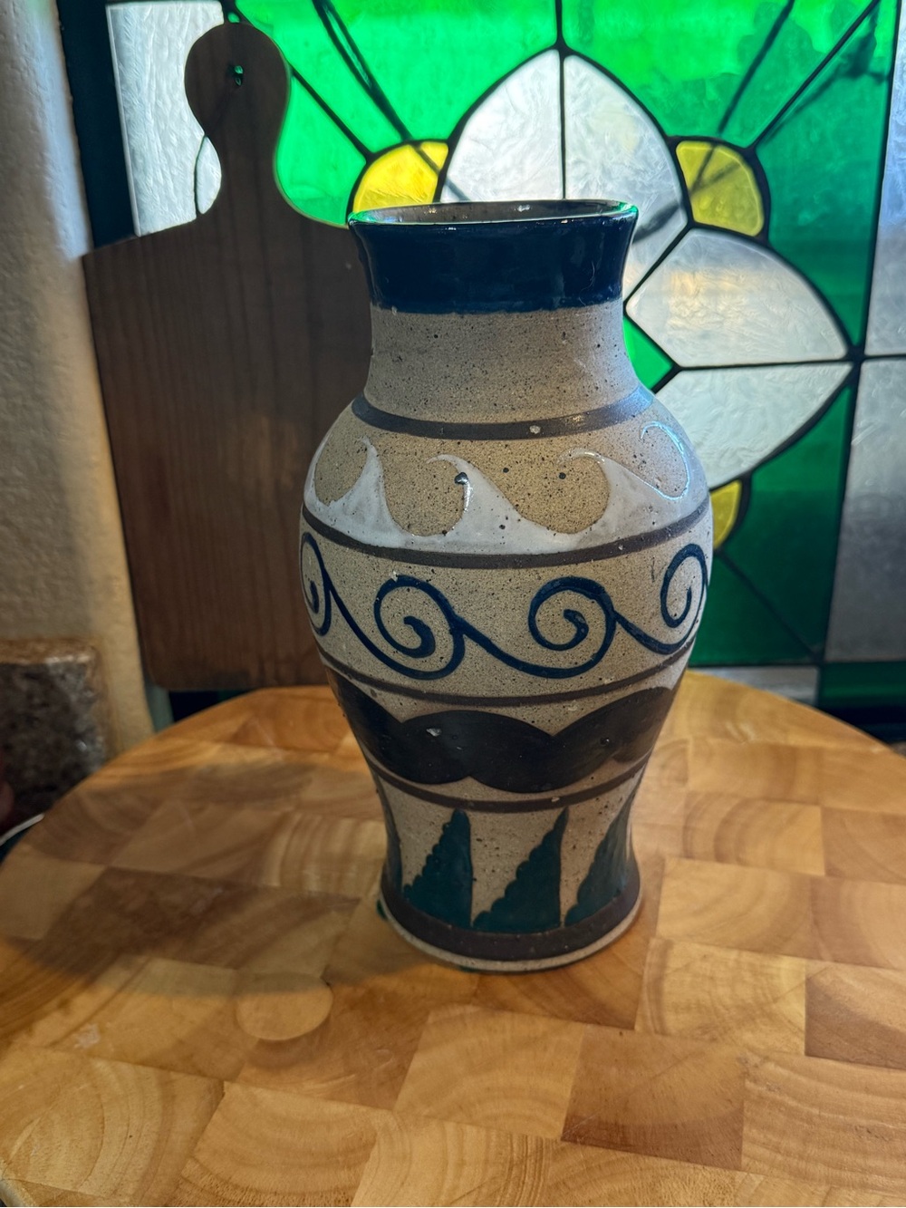Signed Terra Tonalá Mexico Hand-Painted Pottery Vase – 9.5”